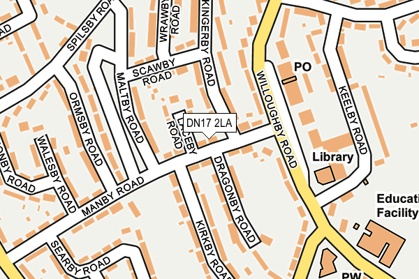 DN17 2LA map - OS OpenMap – Local (Ordnance Survey)