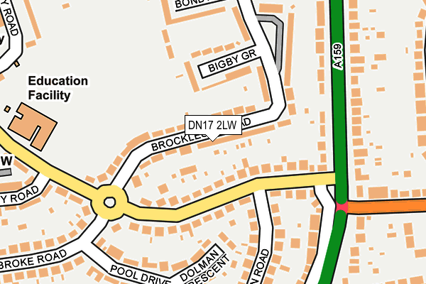 DN17 2LW map - OS OpenMap – Local (Ordnance Survey)
