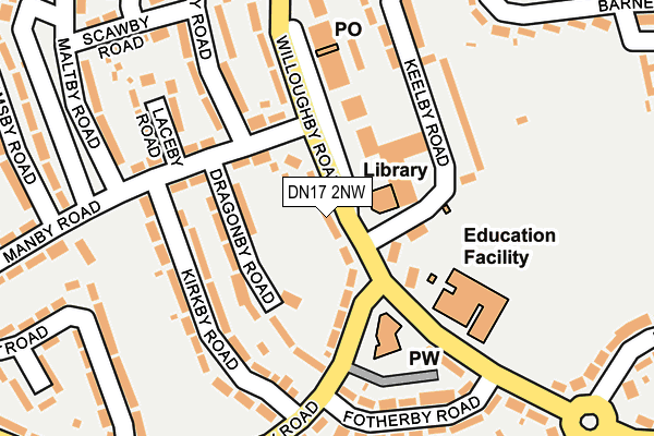DN17 2NW map - OS OpenMap – Local (Ordnance Survey)