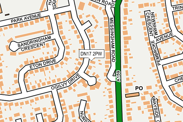 DN17 2PW map - OS OpenMap – Local (Ordnance Survey)