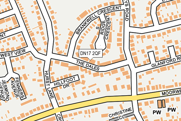 DN17 2QF map - OS OpenMap – Local (Ordnance Survey)