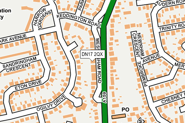 DN17 2QX map - OS OpenMap – Local (Ordnance Survey)