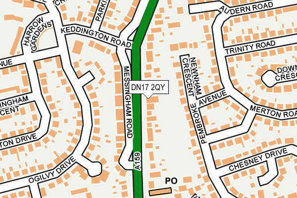 DN17 2QY map - OS OpenMap – Local (Ordnance Survey)