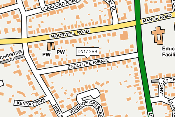 DN17 2RB map - OS OpenMap – Local (Ordnance Survey)