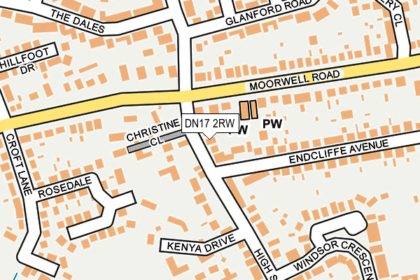 DN17 2RW map - OS OpenMap – Local (Ordnance Survey)