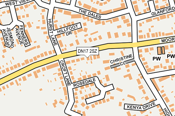 DN17 2SZ map - OS OpenMap – Local (Ordnance Survey)