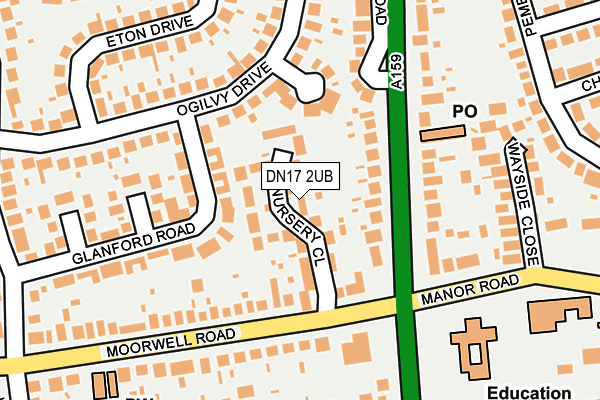 DN17 2UB map - OS OpenMap – Local (Ordnance Survey)