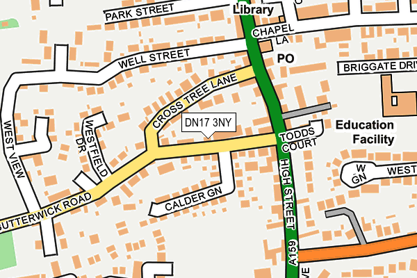 DN17 3NY map - OS OpenMap – Local (Ordnance Survey)
