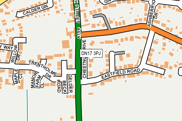 DN17 3PJ map - OS OpenMap – Local (Ordnance Survey)