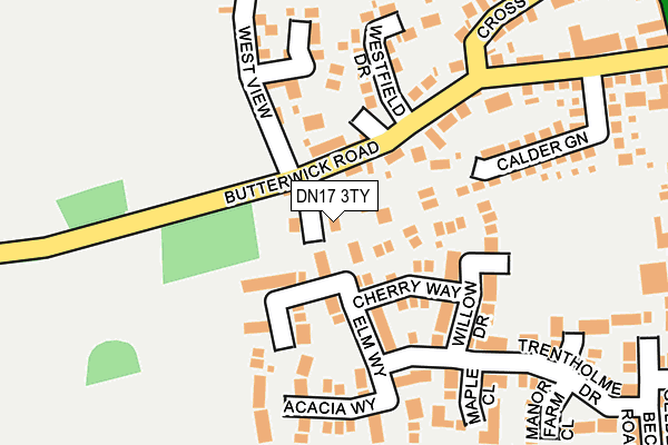 DN17 3TY map - OS OpenMap – Local (Ordnance Survey)