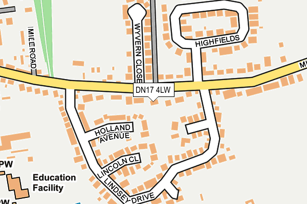 DN17 4LW map - OS OpenMap – Local (Ordnance Survey)