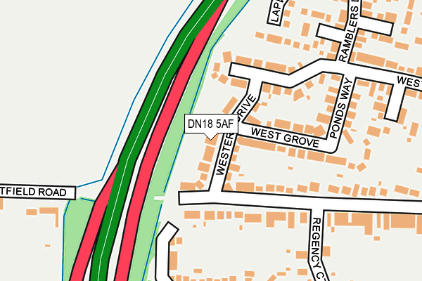 DN18 5AF map - OS OpenMap – Local (Ordnance Survey)