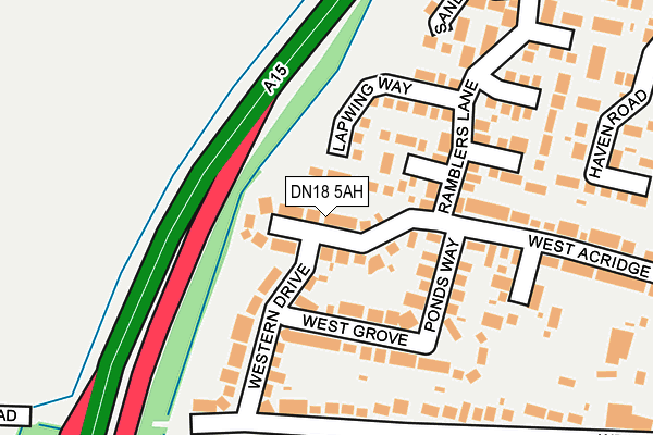 DN18 5AH map - OS OpenMap – Local (Ordnance Survey)
