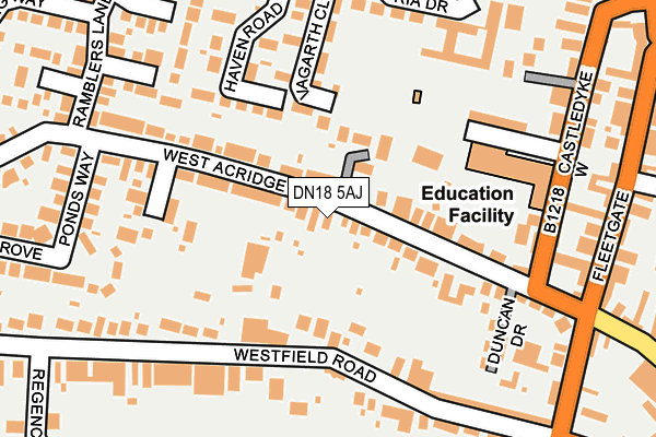DN18 5AJ map - OS OpenMap – Local (Ordnance Survey)