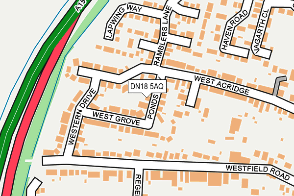 DN18 5AQ map - OS OpenMap – Local (Ordnance Survey)