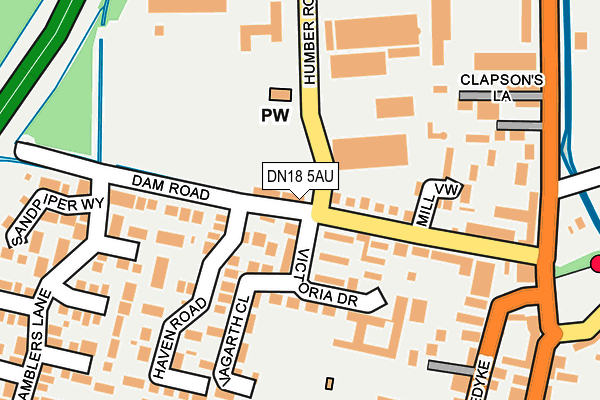 DN18 5AU map - OS OpenMap – Local (Ordnance Survey)