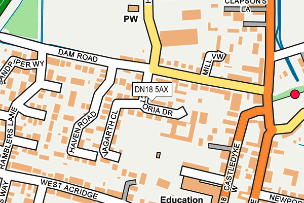DN18 5AX map - OS OpenMap – Local (Ordnance Survey)