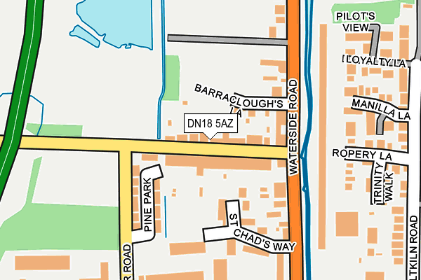 DN18 5AZ map - OS OpenMap – Local (Ordnance Survey)