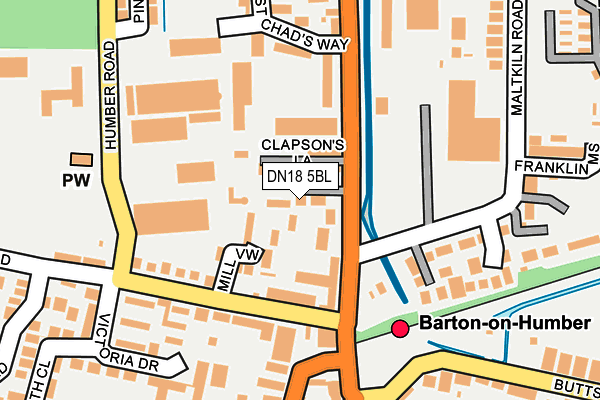 DN18 5BL map - OS OpenMap – Local (Ordnance Survey)