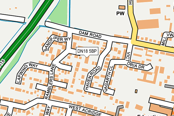 DN18 5BP map - OS OpenMap – Local (Ordnance Survey)