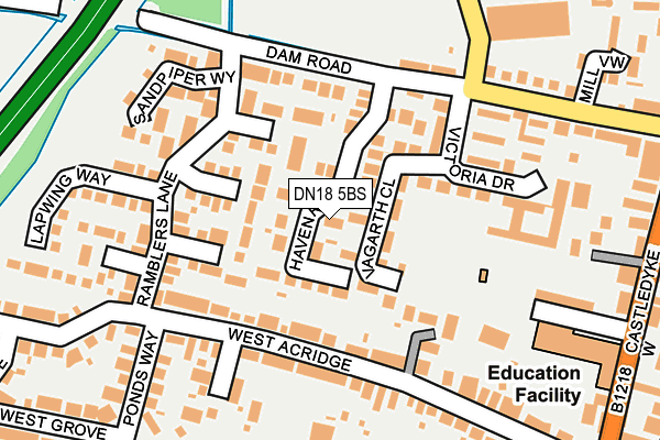 DN18 5BS map - OS OpenMap – Local (Ordnance Survey)