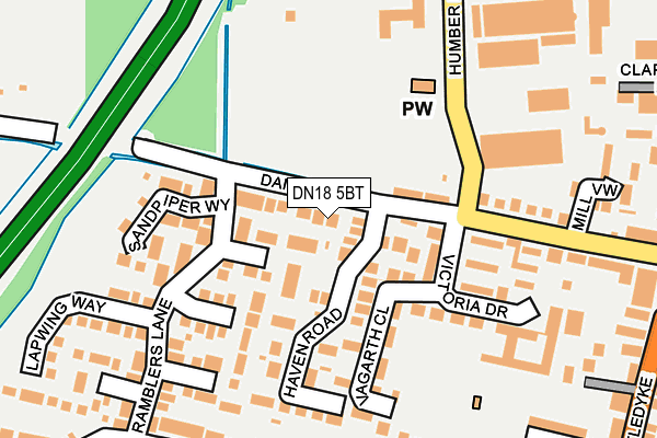 DN18 5BT map - OS OpenMap – Local (Ordnance Survey)