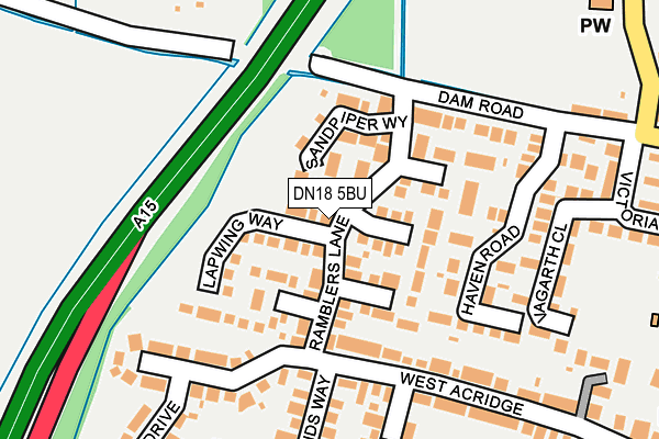 DN18 5BU map - OS OpenMap – Local (Ordnance Survey)