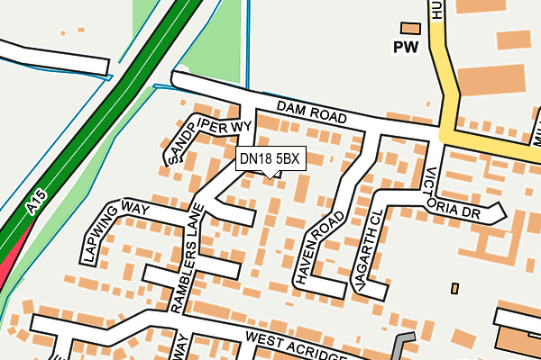 DN18 5BX map - OS OpenMap – Local (Ordnance Survey)