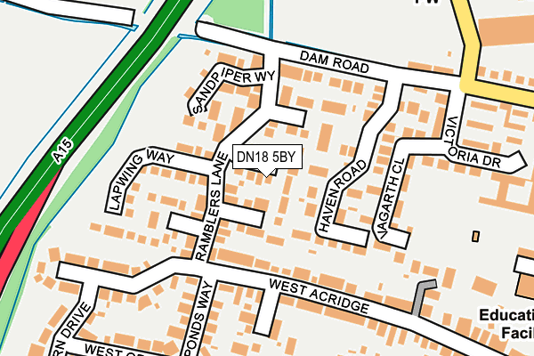 DN18 5BY map - OS OpenMap – Local (Ordnance Survey)