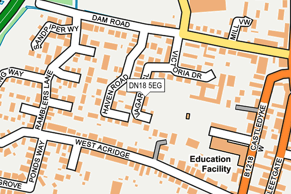 DN18 5EG map - OS OpenMap – Local (Ordnance Survey)