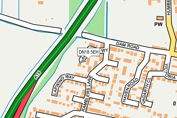DN18 5EH map - OS OpenMap – Local (Ordnance Survey)
