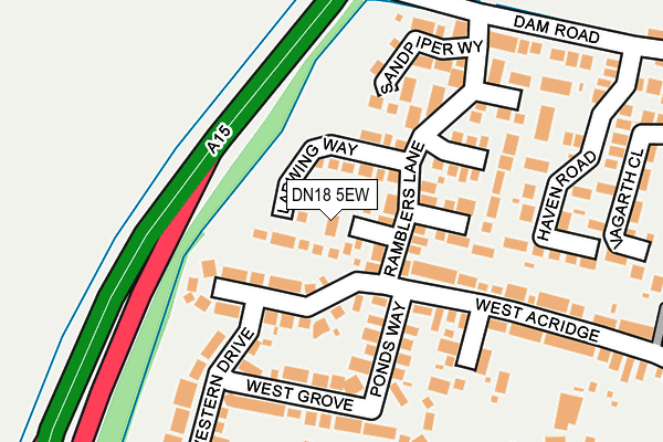 DN18 5EW map - OS OpenMap – Local (Ordnance Survey)