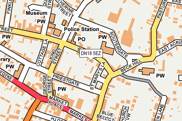 DN18 5EZ map - OS OpenMap – Local (Ordnance Survey)