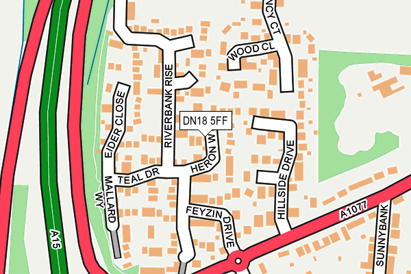 DN18 5FF map - OS OpenMap – Local (Ordnance Survey)
