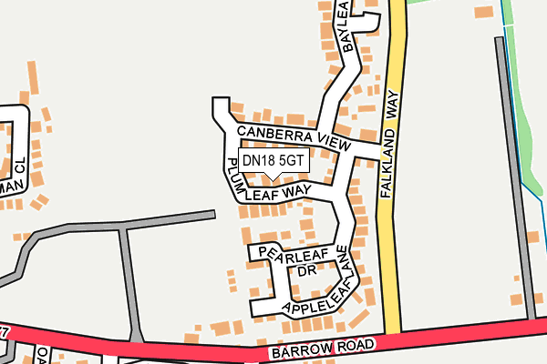 DN18 5GT map - OS OpenMap – Local (Ordnance Survey)