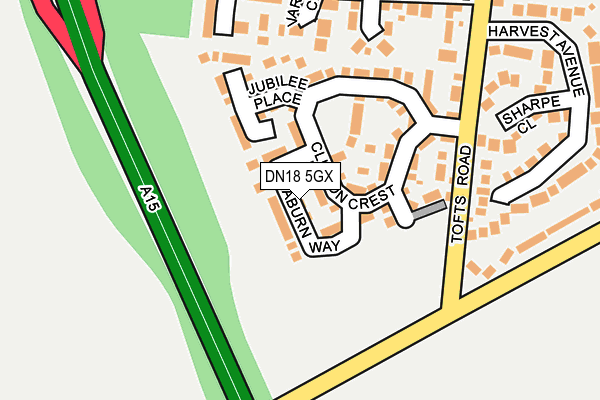DN18 5GX map - OS OpenMap – Local (Ordnance Survey)