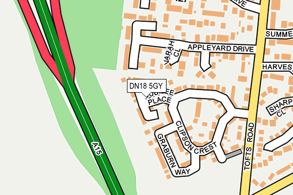 DN18 5GY map - OS OpenMap – Local (Ordnance Survey)