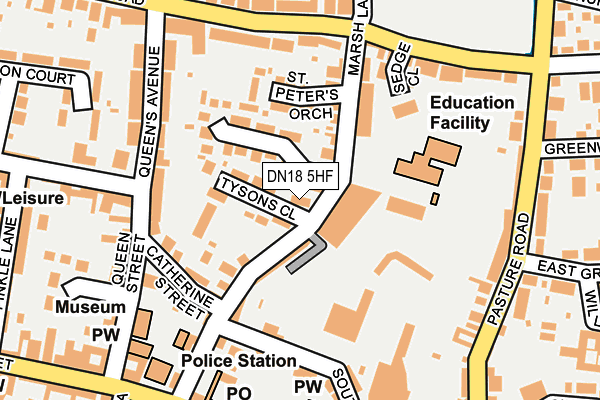 DN18 5HF map - OS OpenMap – Local (Ordnance Survey)