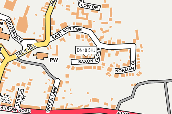 DN18 5HJ map - OS OpenMap – Local (Ordnance Survey)