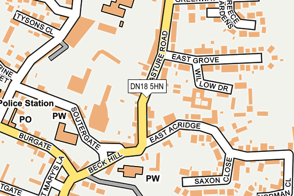DN18 5HN map - OS OpenMap – Local (Ordnance Survey)