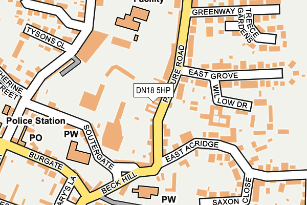 DN18 5HP map - OS OpenMap – Local (Ordnance Survey)