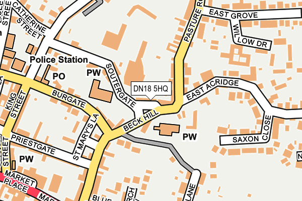 DN18 5HQ map - OS OpenMap – Local (Ordnance Survey)