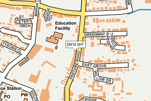 DN18 5HT map - OS OpenMap – Local (Ordnance Survey)