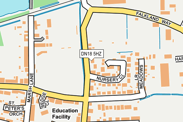 DN18 5HZ map - OS OpenMap – Local (Ordnance Survey)