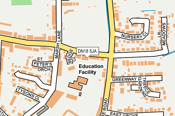 DN18 5JA map - OS OpenMap – Local (Ordnance Survey)