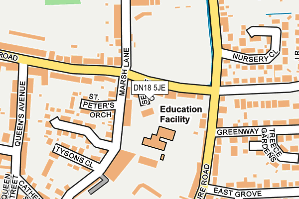 DN18 5JE map - OS OpenMap – Local (Ordnance Survey)