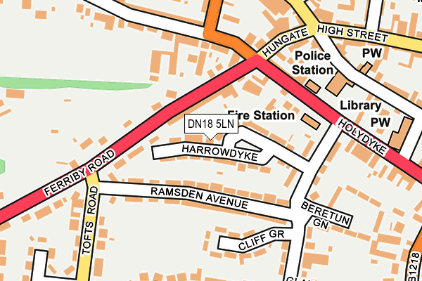 DN18 5LN map - OS OpenMap – Local (Ordnance Survey)