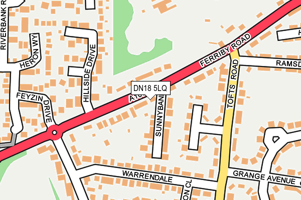 DN18 5LQ map - OS OpenMap – Local (Ordnance Survey)