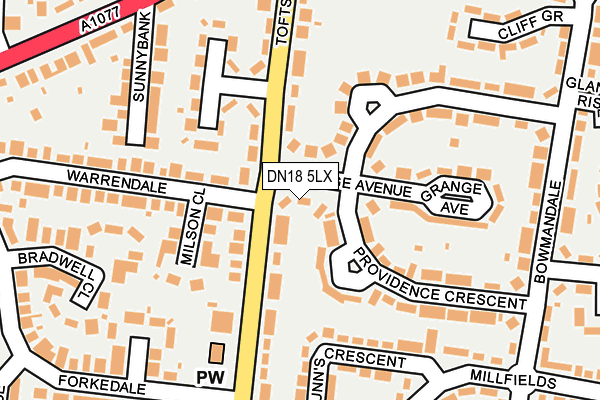 DN18 5LX map - OS OpenMap – Local (Ordnance Survey)