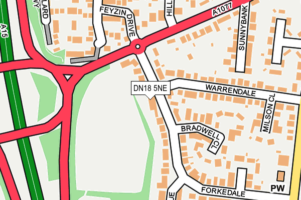 DN18 5NE map - OS OpenMap – Local (Ordnance Survey)